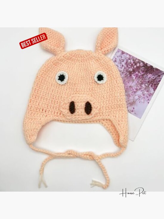 Handmade Crochet Animal Beanie Hat Cute Knit Skull Cap Novelty Headwear